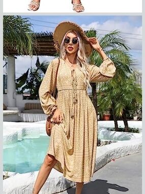 R. Vivimos Women's Plus Sz 4/6 Dress Animal Tiger Print V Neck Tassel Bohemian